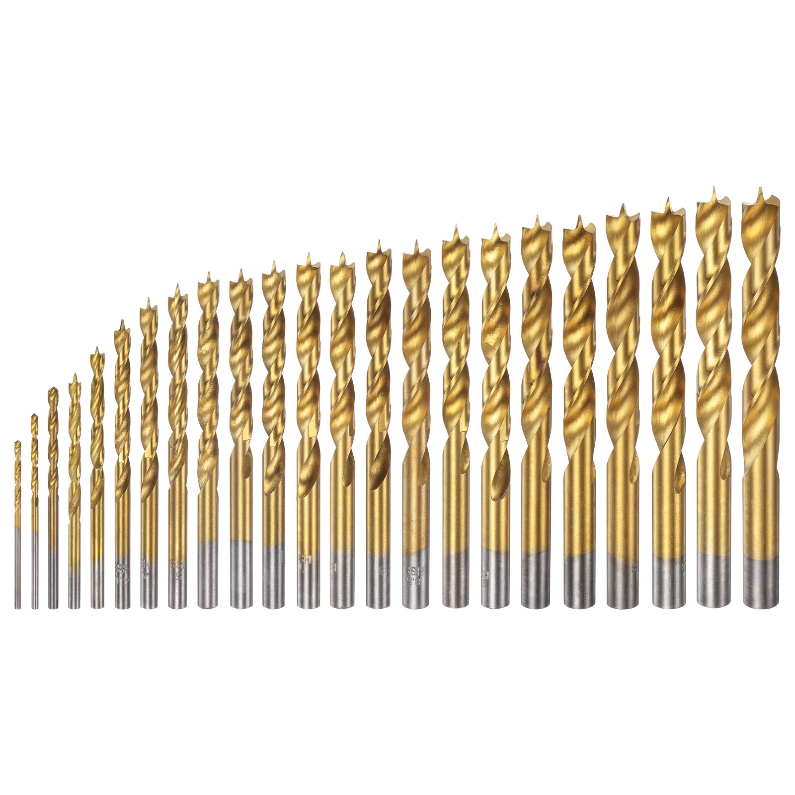 Uxcell Brad Point Drill Bit Set  1.5mm-12.5mm Dia HSS4241 Golden 23in1 Set