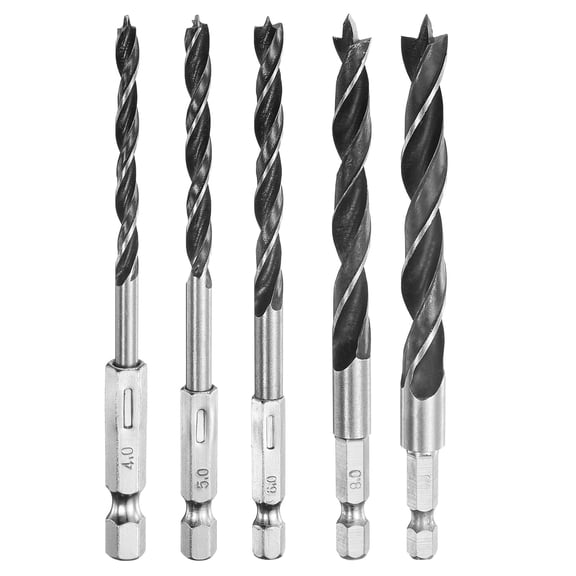 Uxcell Brad Point Drill Bit Set 3/8" 5/16" 1/4" 1/5" 5/32" Wood Drill Bit