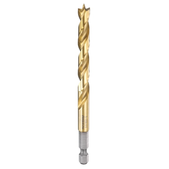 Uxcell Brad Point Drill Bits Dia 8mm/0.32" HSS 1/4" Hex Shank Drill, Gold