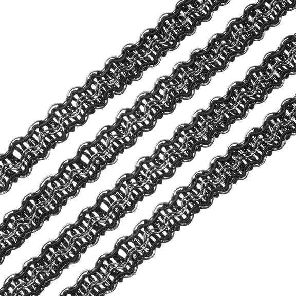 Uxcell Braid Gimp Trim 3/8" x 39 ft Polyester Upholstery Trim Decorative Woven Fabric Ribbon Trim for DIY Craft Sewing Accessories, Black White