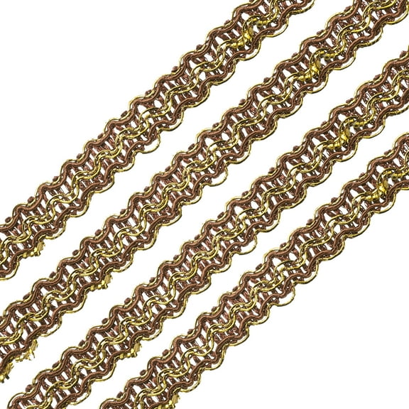 Uxcell Braid Gimp Trim 3/8" x 39 ft Polyester Upholstery Trim Decorative Woven Fabric Ribbon Trim for DIY Craft Sewing Accessories, Brown