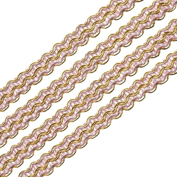 Uxcell Braid Gimp Trim 3/8" x 39 ft Polyester Upholstery Trim Decorative Woven Fabric Ribbon Trim for DIY Craft Sewing Accessories, Pink