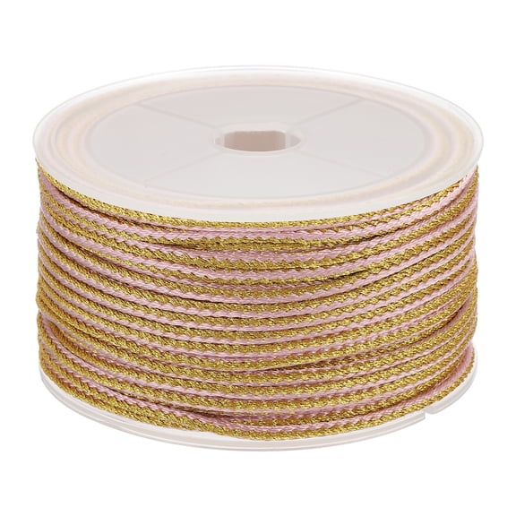 Uxcell Braided Cord, Metallic Bracelet Knotting Macrame Cord Braiding Beading Thread Twine Rope for String Knitting DIY Jewelry Making Plant Wall Hanger Pink