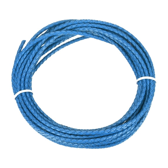 Uxcell Braided Leather Cord, 3mmx5m Round Faux Leather Bolo String for Crafts Jewelry Making Necklace, Blue