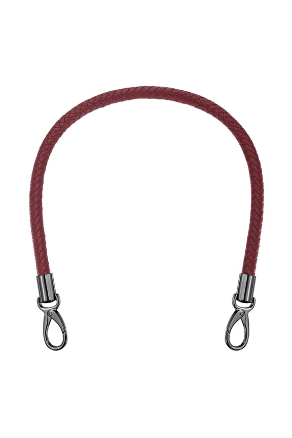 Braided Purse Strap, 25.6 Inch PU Leather Purse Strap Handle Replacement for Handbag Tote Underarm Bag Making (Burgundy)