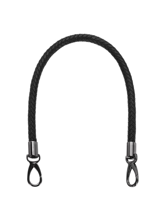 Braided Purse Strap, 55cm 21.7 Inch PU Leather Purse Strap for Handbag Bag Handle Replacement with Black Buckle for DIY Making Handbag Tote Underarm Bag, Black