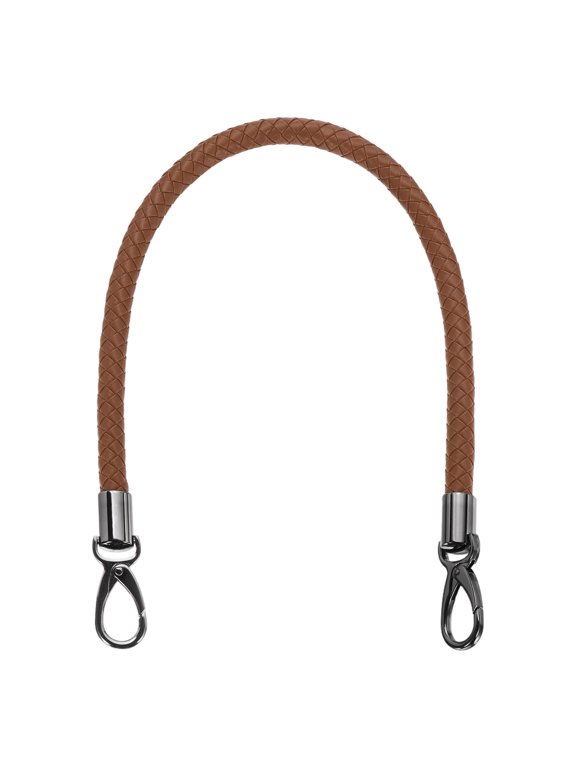 Braided Purse Strap, 55cm 21.7 Inch PU Leather Purse Strap for Handbag Bag Handle Replacement with Black Buckle for DIY Making Handbag Tote Underarm Bag, Light Brown