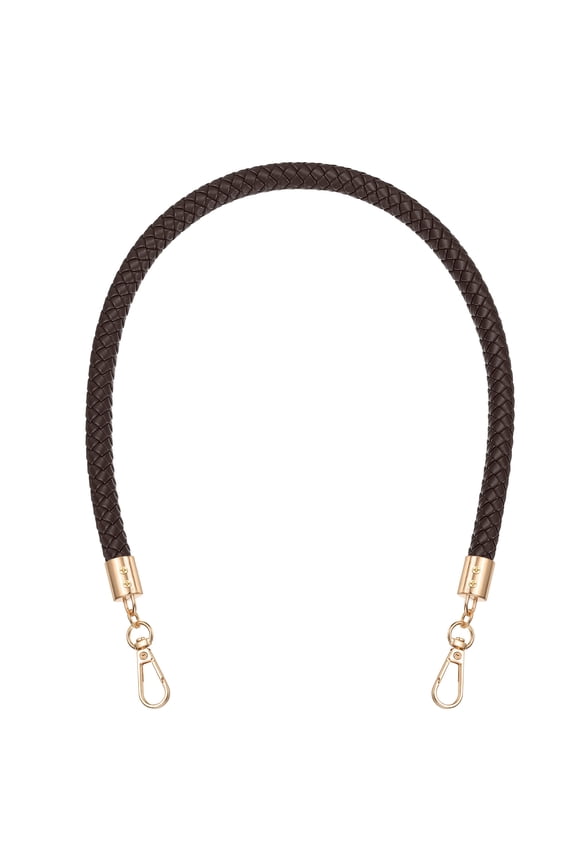 Braided Purse Straps 62cm / 24" PU Leather Handles Replacement with Golden Buckle, Dark Brown