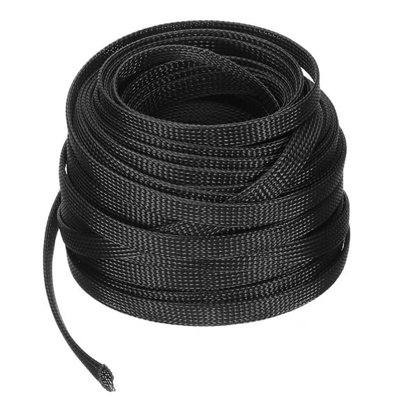 Uxcell Braided Sleeving Cable, 3/4" Black Expandable Wire Cable Sleeving, 100ft Cable Management Sleeve for Desk PC TV