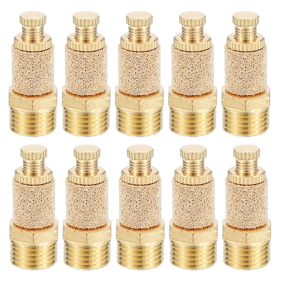 Uxcell Brass Air Pneumatic Mufflers G1/4 Male Top Adjustable Air Flow Speed Controller 10 Pack