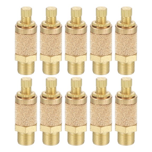 Uxcell Brass Air Pneumatic Mufflers G1/8 Male Top Adjustable Air Flow Speed Controller 10 Pack