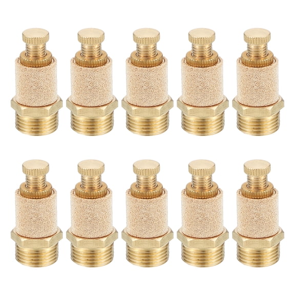 Uxcell Brass Air Pneumatic Mufflers G3/8 Male Top Adjustable Air Flow Speed Controller 10 Pack