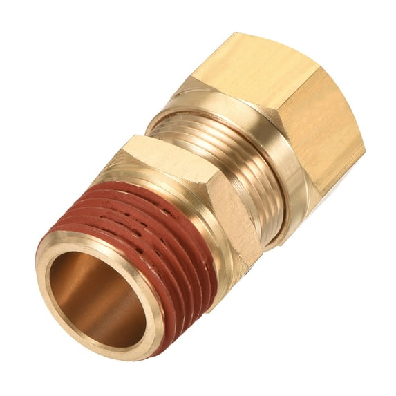 Uxcell Brass Compression Tube Fitting 1/2NPT x 5/8" Tube OD Straight Coupling Adapter