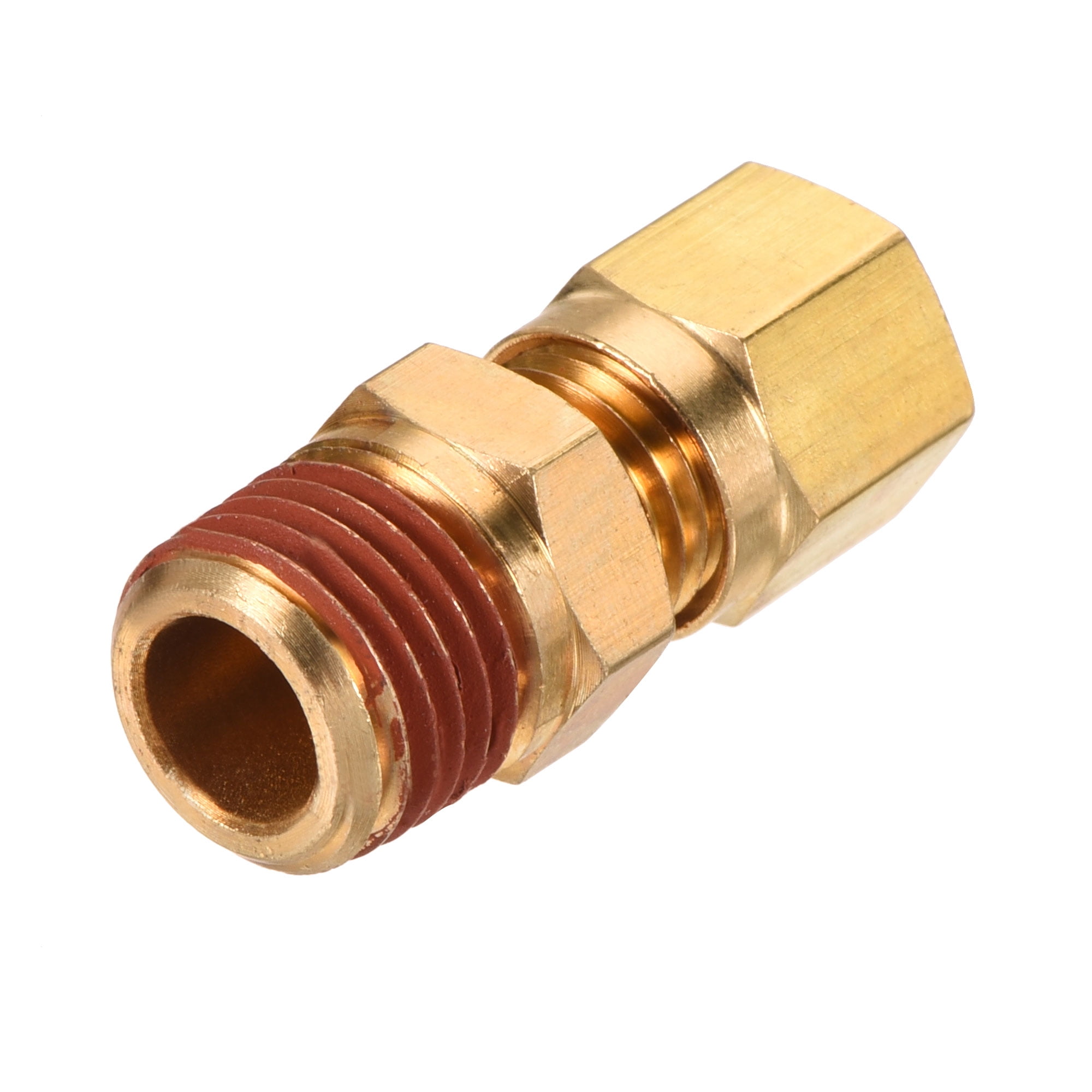 Uxcell Brass Compression Tube Fitting 1/4NPT x 1/4 Tube OD Straight  Coupling Adapter 