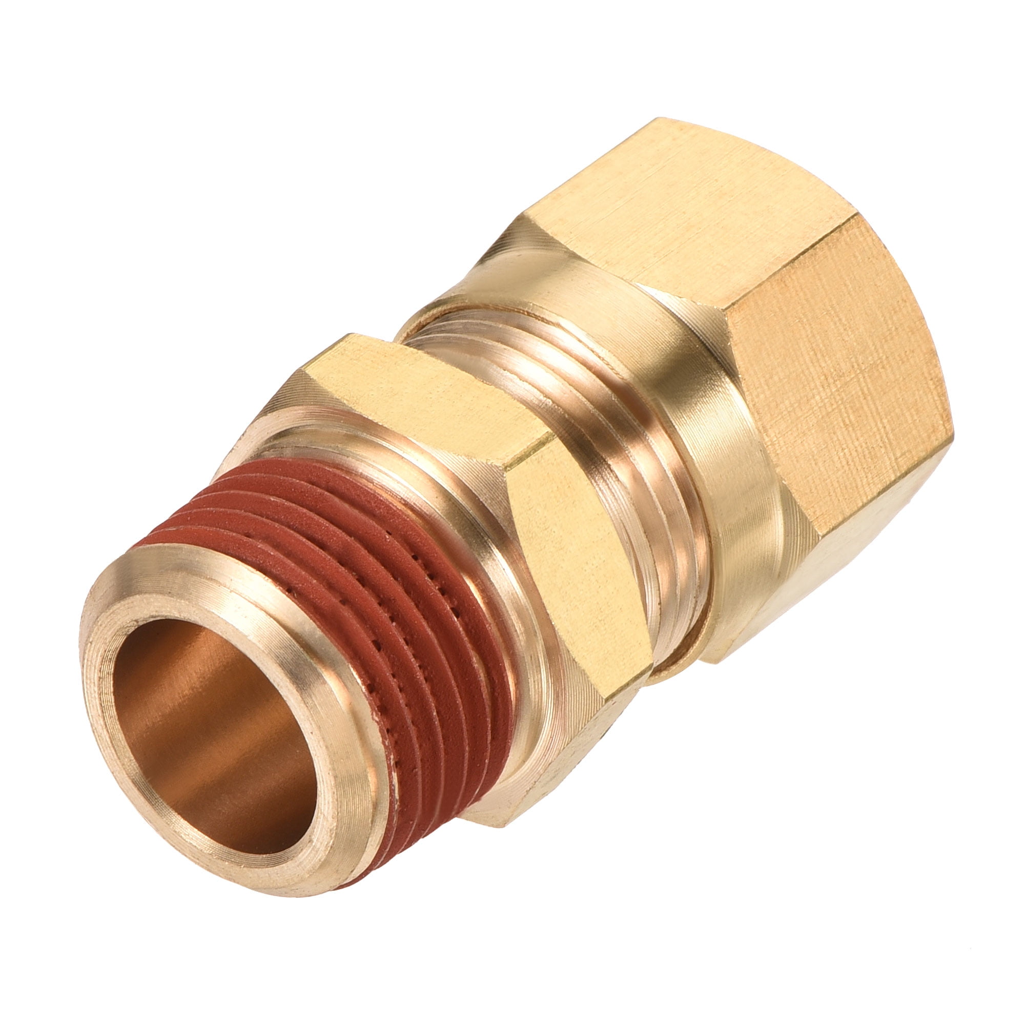 Uxcell Brass Compression Tube Fitting 1/4NPT x 3/8 Tube OD Straight  Coupling Adapter 