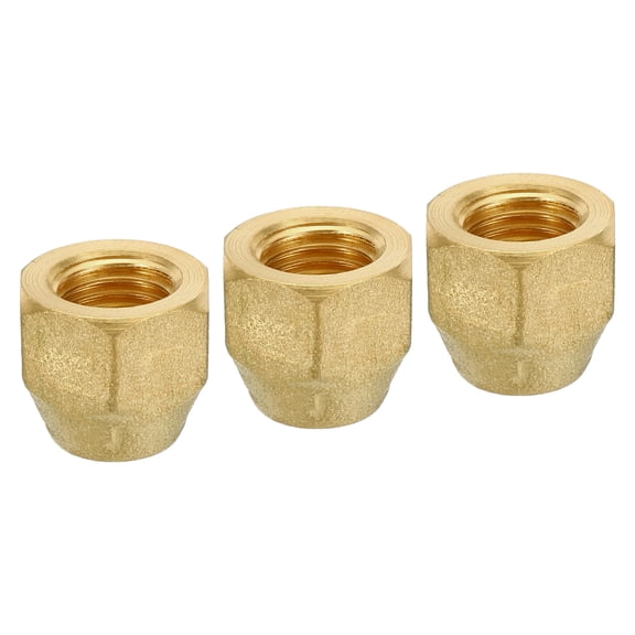 Uxcell Brass Flare Cap 1/4" Flare Female Flared Tube Fitting Nut Connector Adapter for HVAC Air Conditioner 3 Pack