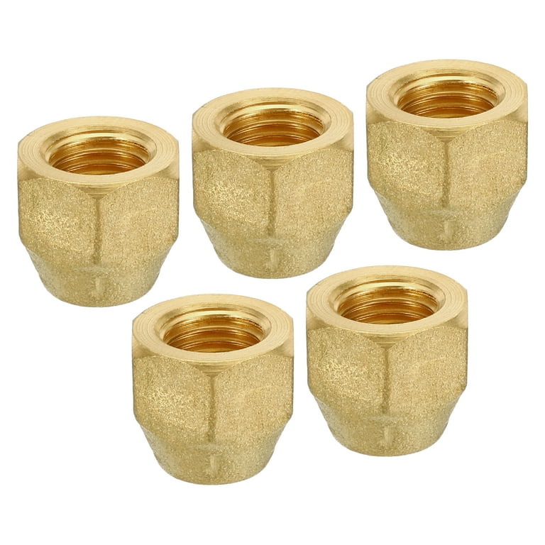 Uxcell Brass Flare Cap 1/4 Flare Female Flared Tube Fitting Nut Connector  Adapter for HVAC Air Conditioner 5 Pack