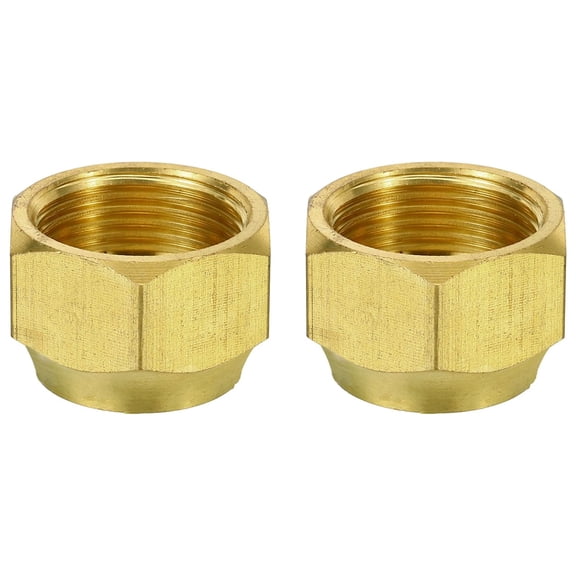 Uxcell Brass Flare Cap 3/4" Flare Female Flared Tube Fitting Nut Connector Adapter for HVAC Air Conditioner 2 Pack
