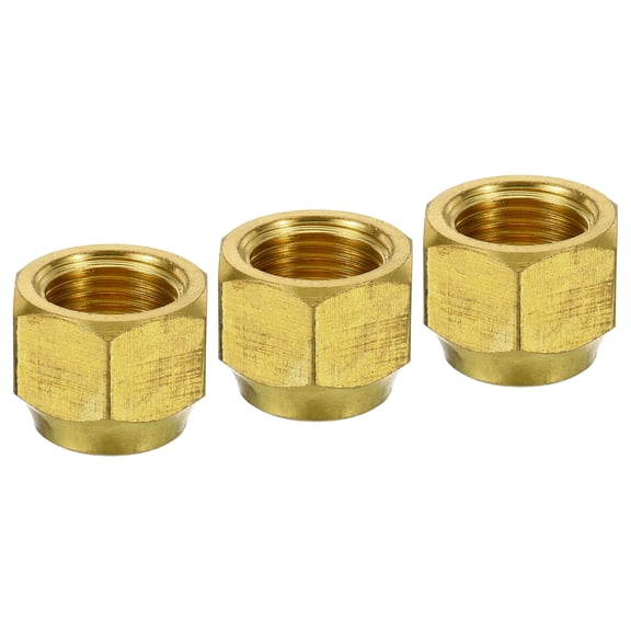 Uxcell Brass Flare Cap 3/8" Flare Female Flared Tube Fitting Nut Connector Adapter for HVAC Air Conditioner 3 Pack