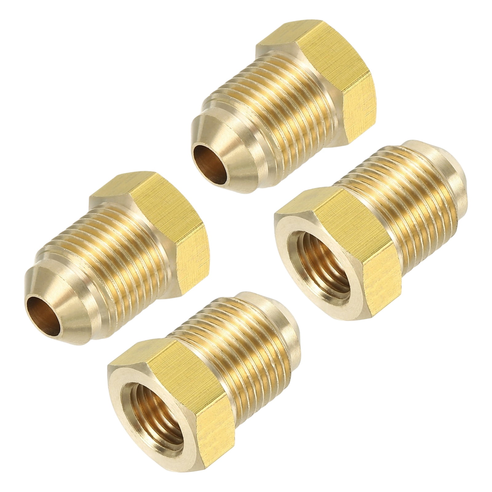 Brass Flare Fittings For AC Copper Pipes - 3/8" Male Flare Adapters, 2-Pack With Nuts (HVAC Use)