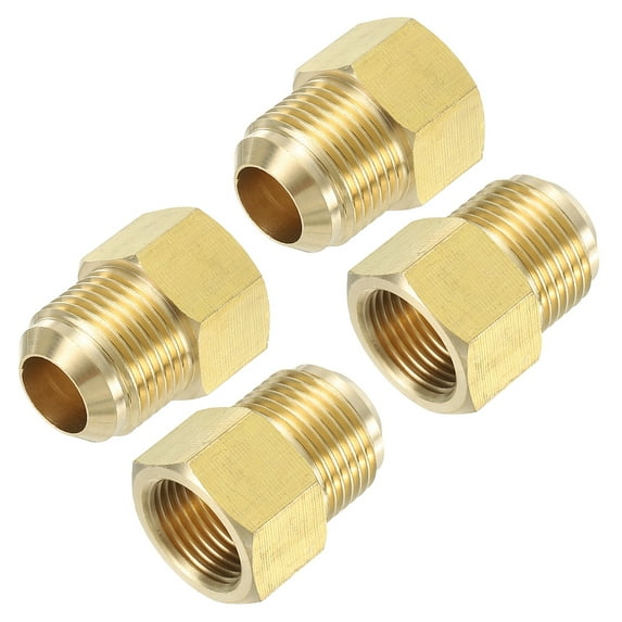 uxcell Tube Fitting Gas Adapter 5/8" Male x 1/2" Female Golden Brass 4 Pack