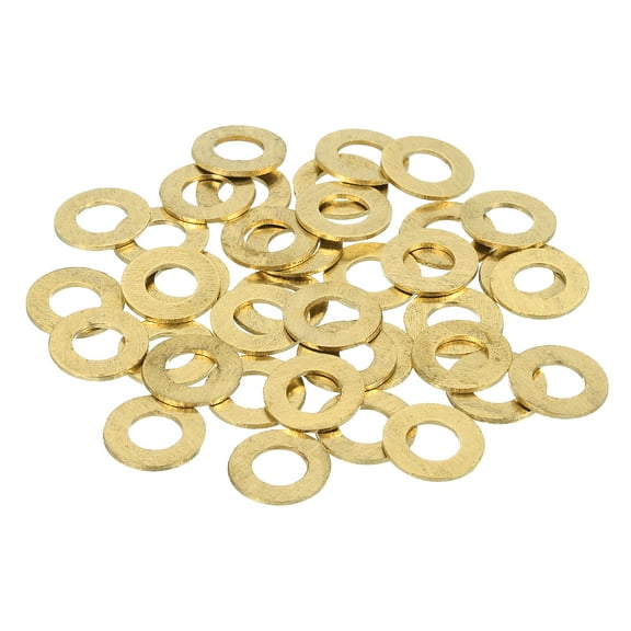 Uxcell Brass Flat Washer, 1/2" OD x 1/4" ID x 0.8mm Fenders Washers Assortment M6 Washer for Bolts,38 Pack