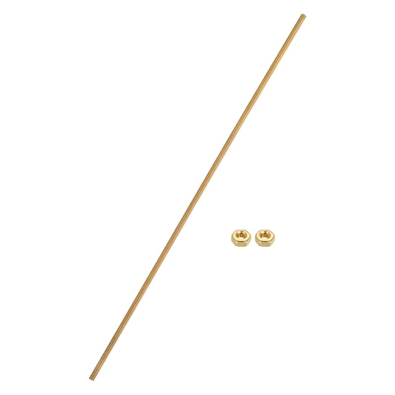 Uxcell Brass Fully Threaded Rod, M3x0.5mm Pitch Right Hand Threads Studs with Solid Brass Hex Nuts, 200mm/8" Long Threaded Screw Rods Fasteners for Anchors Bolts Hangers Clamps