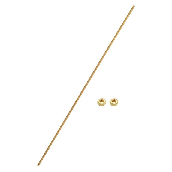 Uxcell Brass Fully Threaded Rod, M3x0.5mm Pitch Right Hand Threads Studs with Solid Brass Hex Nuts, 250mm/10" Long Threaded Screw Rods Fasteners for Anchors Bolts Hangers Clamps