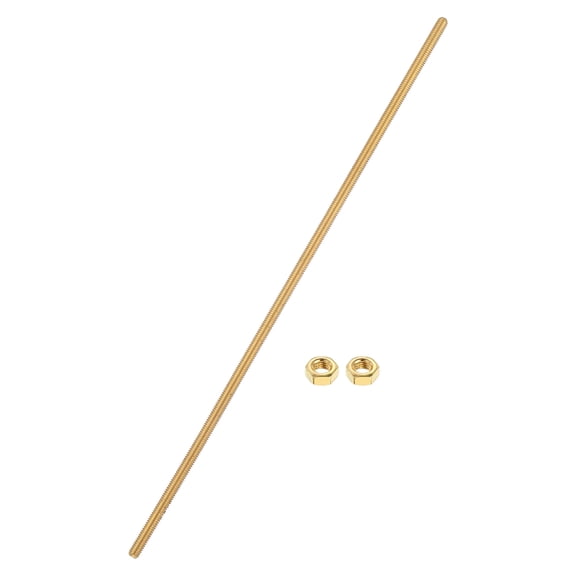 Uxcell Brass Fully Threaded Rod, M4x0.7mm Pitch Right Hand Threads Studs with Solid Brass Hex Nuts, 200mm/8" Long Threaded Screw Rods Fasteners for Anchors Bolts Hangers Clamps