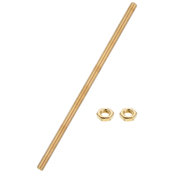 Uxcell Brass Fully Threaded Rod, M8x1.25mm Pitch Right Hand Threads Studs with Solid Brass Hex Nuts, 200mm/8" Long Threaded Screw Rods Fasteners for Anchors Bolts Hangers Clamps
