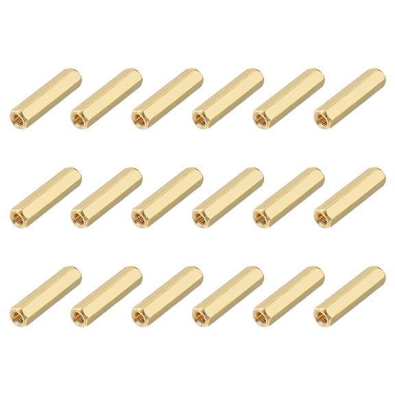 Uxcell Brass Hex Coupling Nuts, M4x25mm Female Thread Hexagonal Standoffs Spacer Nuts Screws for PCB Motherboard Circuit Board(Gold Tone, Pack of 18)