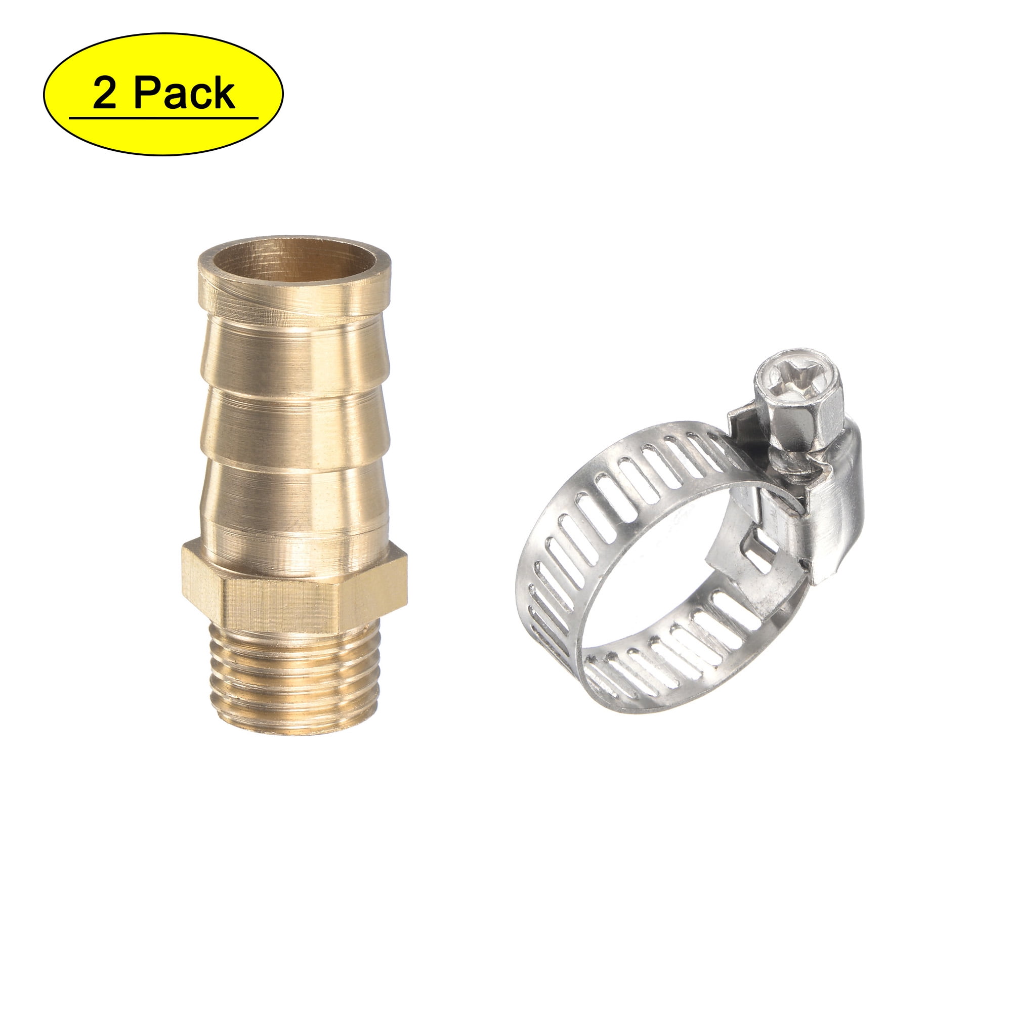 Uxcell Brass Hose Barb Fitting Straight G1/4 Male Thread Pipe Connector ...
