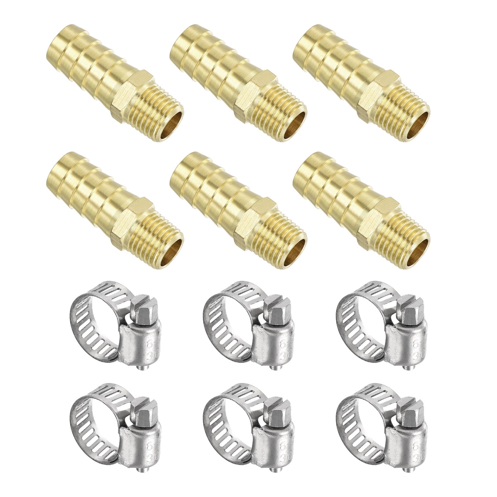Uxcell Brass Hose Barb Fittings 6 Pack 1/2