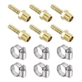 thumbnail image 1 of Uxcell Brass Hose Barb Fittings 6 Pack 1/4" Barb x 1/4" NPT Male Brass Barb Pipe Fitting with Hose Clamps, 1 of 6