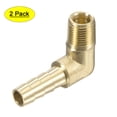 thumbnail image 1 of Uxcell Brass Hose Barbed Fitting Elbow Male Thread Right Angle Pipe Connector 1/4", 1 of 6