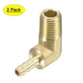 thumbnail image 1 of Uxcell Brass Hose Barbed Fitting Elbow Male Thread Right Angle Pipe Connector 3/16", 1 of 6