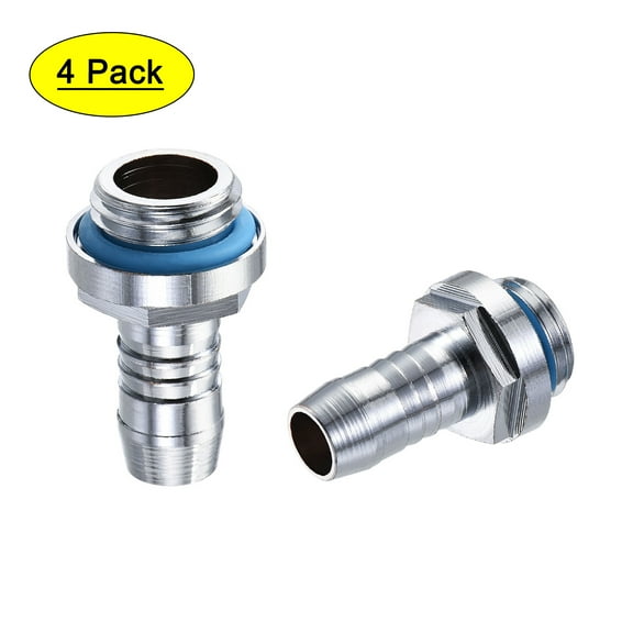 Uxcell Brass Hose Fitting for PC Water Cooling Connecting 9mm 4Pcs Silver Tone