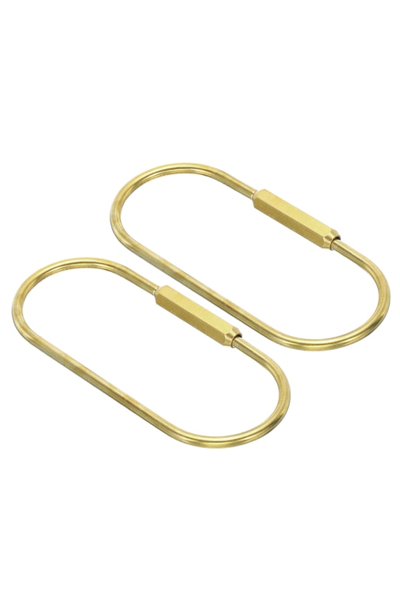 Brass Key Ring, 2 Pack Gold Screw Lock Clip Key Chain Holder for Home Office Keys