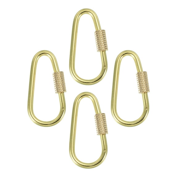 Uxcell Brass Key Ring, Screw Lock Clip Keychain Hook Holder for Keys, 4 Pack