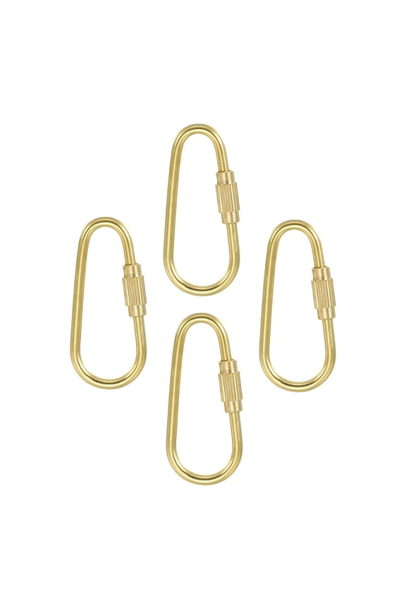 Brass Key Ring, Screw Lock Clip Keychain Hook Holder for Keys, 4Pack