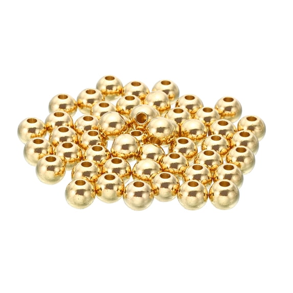 Uxcell Brass Loose Balls, 8mm OD 2.5mm ID Smooth Round Spacer Beads for Craft, Golden 50Pcs