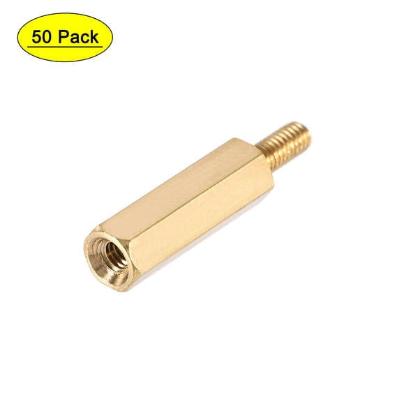 Uxcell Brass M2.5 18mm+6mm Male-Female Hex Standoff 50 Pack