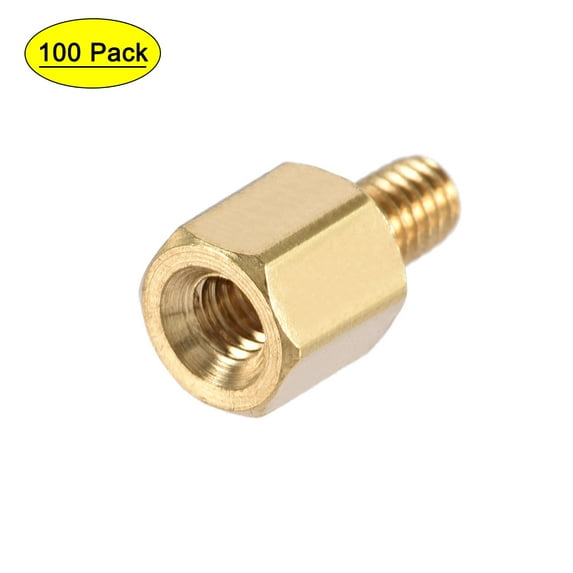 Uxcell Brass M2.5 5mm+5mm Male-Female Hex Standoff 100 Pack