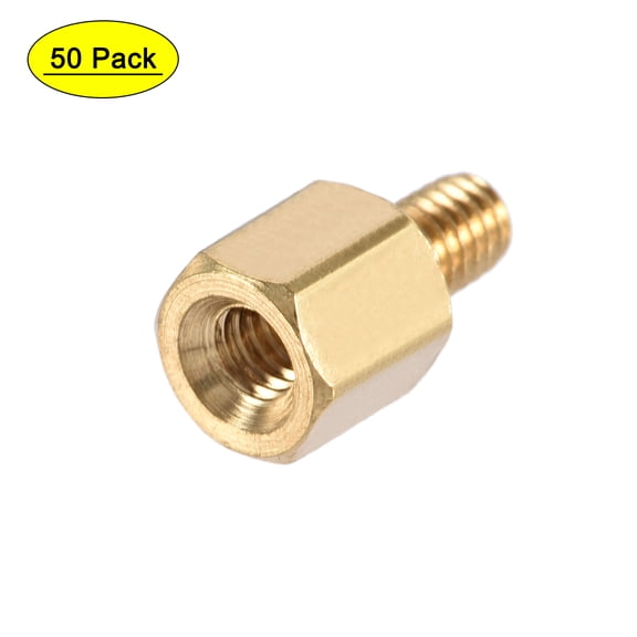 Uxcell Brass M2.5 5mm+5mm Male-Female Hex Standoff 50 Pack