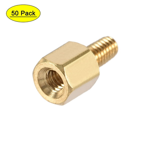Uxcell Brass M2.5 6mm+4mm Male-Female Hex Standoff 50 Pack