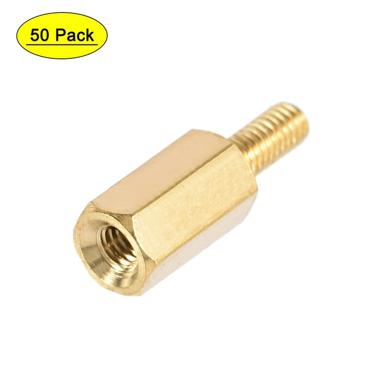Uxcell Brass M2.5 9mm+6mm Male-Female Hex Standoff 50 Pack 
