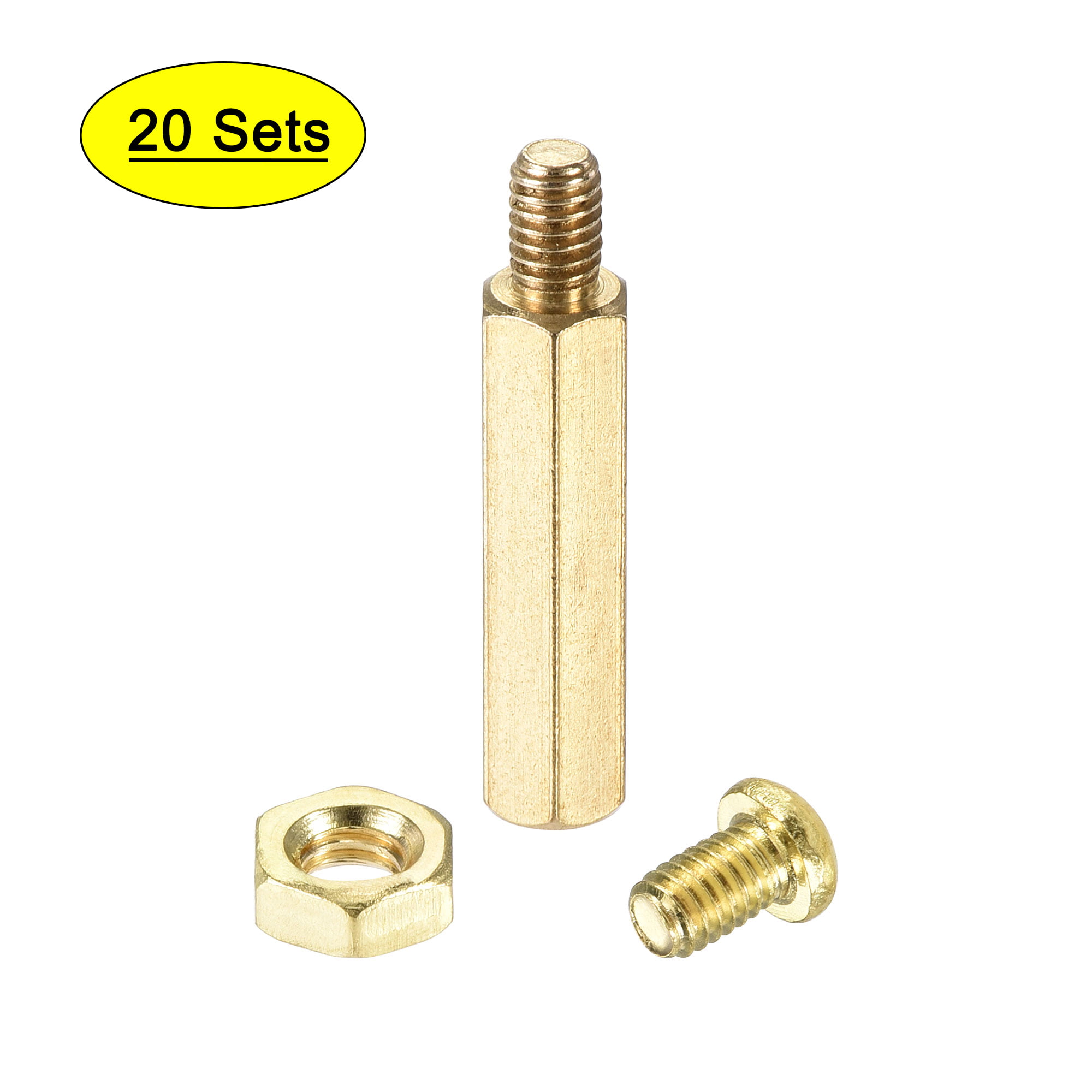 Uxcell Brass Male-Female Hex Standoff Screw Nut Kit 20 Sets 16mm+6mm 