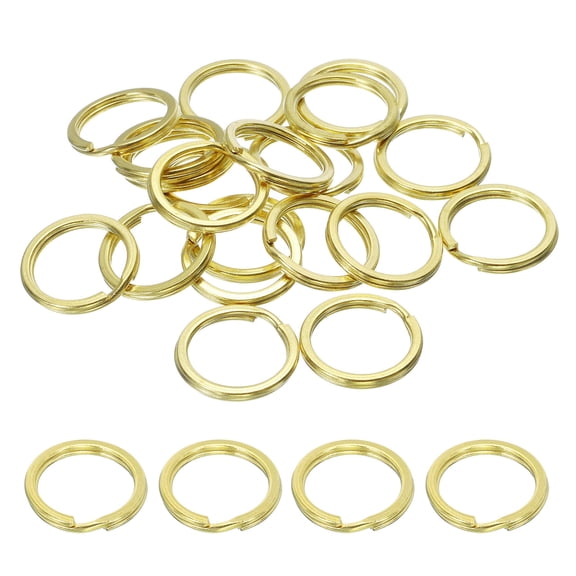 Uxcell Brass O Ring, 20Pcs 20mm Dia Brass Round Flat Split Key Ring for DIY Craft