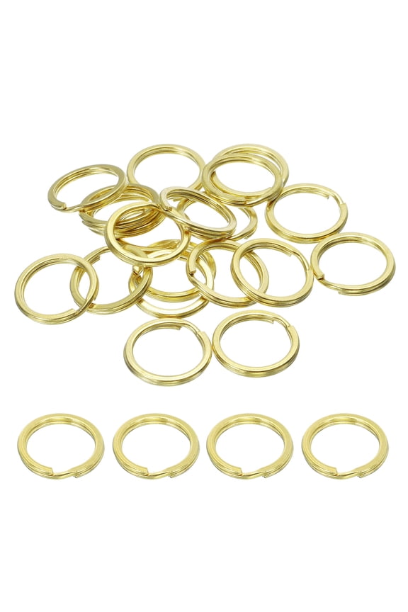 Brass O Ring, 20Pcs 20mm Dia Brass Round Flat Split Key Ring for DIY Craft
