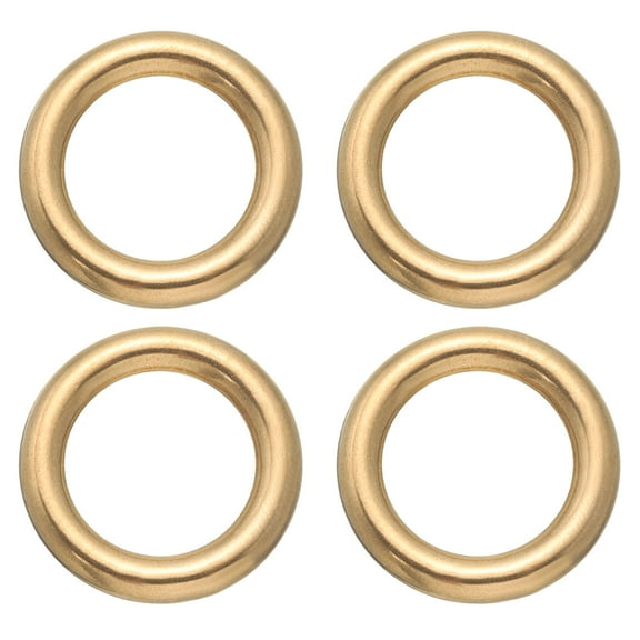 Uxcell Brass O Ring, 4 Pack 0.5" Inner Dia Solid Brass Round Ring for Leather Craft Purse